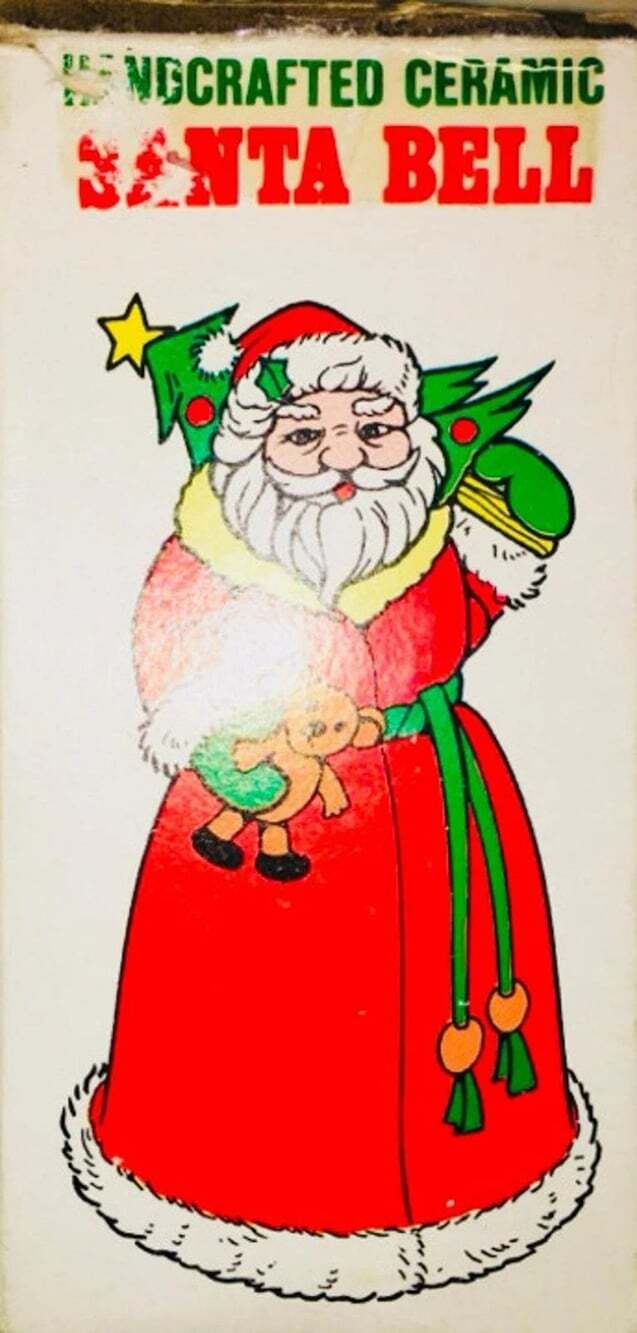 NEW Vintage Silvestri Porcelain Santa Christmas Bell Ornament 4.75” IN THE BOX!